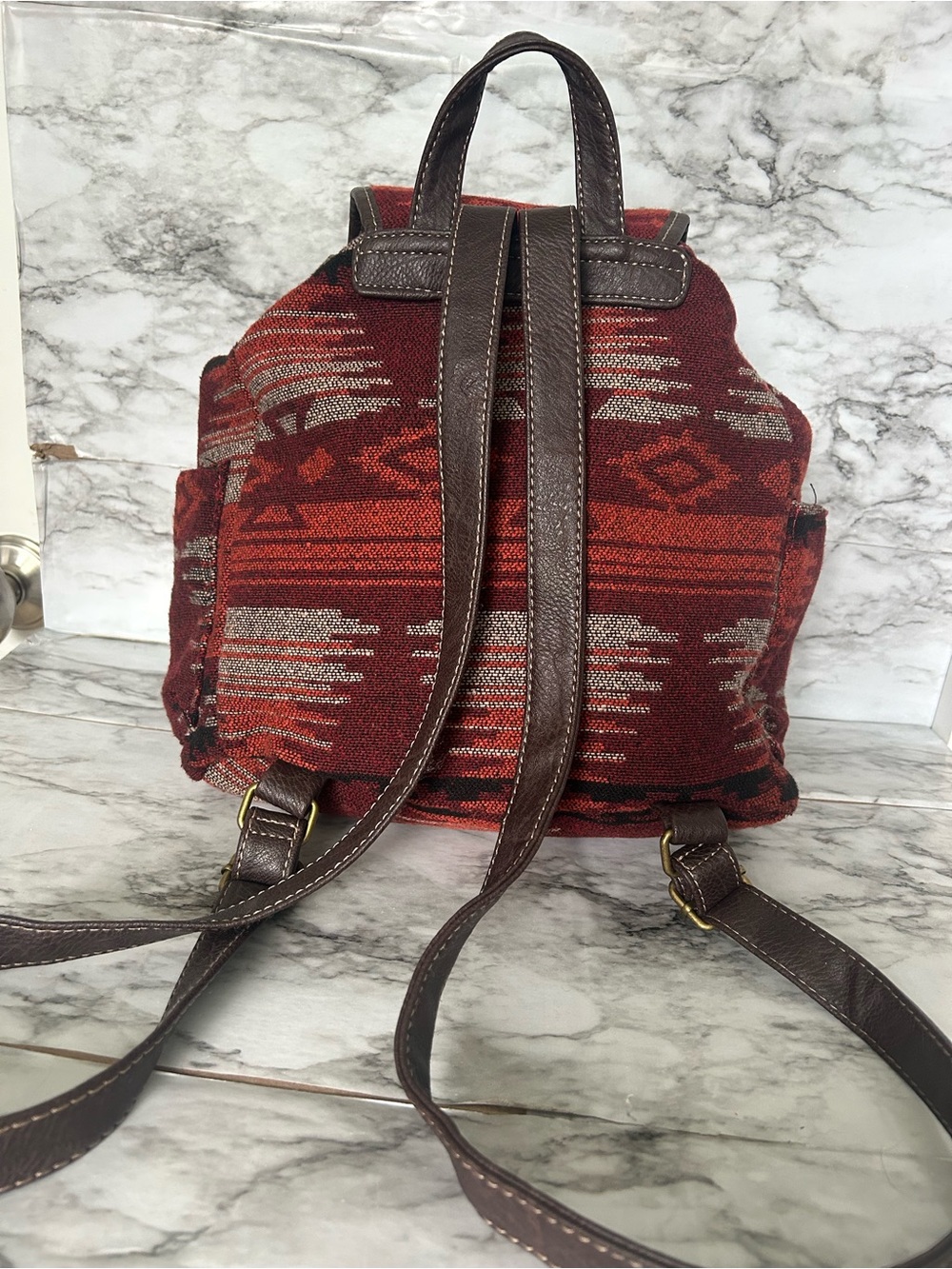 Arizona Jeans Co vintage 90s Y2K Aztec backpack with adjustable straps cinch top - Picture 6 of 13